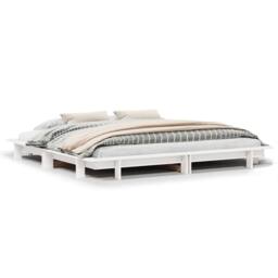 Berkfield Home Beautiful Bed Frame without Mattress White 200x200 cm Solid Wood Pine - thumbnail 3