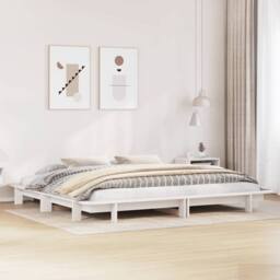Berkfield Home Beautiful Bed Frame without Mattress White 200x200 cm Solid Wood Pine - thumbnail 2