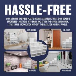 BARGAINS-GALORE 12pcs Shoe Box Storage Clear Plastic Stackable Large Shoe Organiser - thumbnail 3