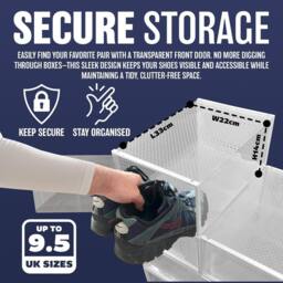 BARGAINS-GALORE 12pcs Shoe Box Storage Clear Plastic Stackable Large Shoe Organiser - thumbnail 5