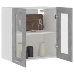Berkfield Home Hanging Glass Cabinet Concrete Grey 60x31x60 cm Engineered Wood - Size: 60 x 31 x 60 cm - thumbnail 4