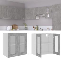 Berkfield Home Hanging Glass Cabinet Concrete Grey 60x31x60 cm Engineered Wood - Size: 60 x 31 x 60 cm