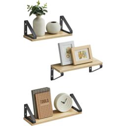 VASAGLE 3 Pieces Wall Shelves Floating Shelf Display Shelf Organising Rack in Natural - thumbnail 8