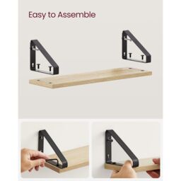VASAGLE 3 Pieces Wall Shelves Floating Shelf Display Shelf Organising Rack in Natural - thumbnail 7