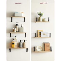 VASAGLE 3 Pieces Wall Shelves Floating Shelf Display Shelf Organising Rack in Natural - thumbnail 4