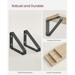 VASAGLE 3 Pieces Wall Shelves Floating Shelf Display Shelf Organising Rack in Natural - thumbnail 5
