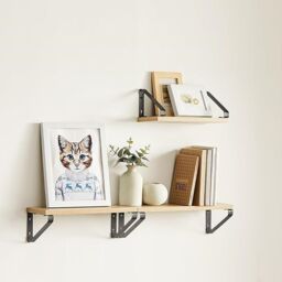VASAGLE 3 Pieces Wall Shelves Floating Shelf Display Shelf Organising Rack in Natural - thumbnail 2