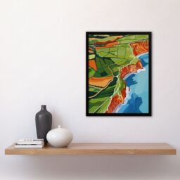 "Artery8 North Yorkshire Coast Aerial View Design Framed Art Print in Green - Size: W12"" x H16""" - thumbnail 4