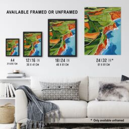 "Artery8 North Yorkshire Coast Aerial View Design Framed Art Print in Green - Size: W12"" x H16""" - thumbnail 3