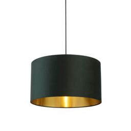 Lighting Collection Green Velvet Drum Shade Gold Inner D50Cm Lamp Shade