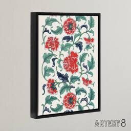 "Artery8 Owen Jones Elegant Red Flower Filigree Pattern Framed Canvas Art Print - Size: W12"" x H16""" - thumbnail 2