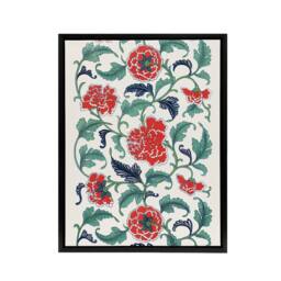 "Artery8 Owen Jones Elegant Red Flower Filigree Pattern Framed Canvas Art Print - Size: W12"" x H16""" - thumbnail 1