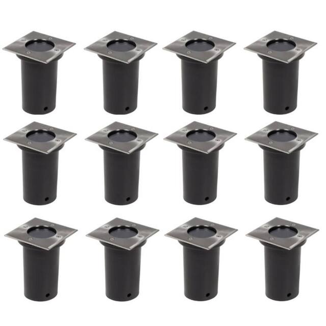 Berkfield Home Outdoor Ground Lights 12 pcs Square in Silver - image 1