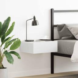 Berkfield Home Floating Nightstand White 40x30x15cm Engineered Wood - Size: 40 x 30 x 15 cm - thumbnail 2