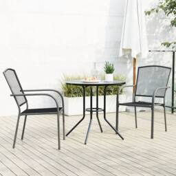 Berkfield Home Stackable Garden Chair Set 3 pcs Anthracite Powder-coated Steel in Dark Grey - thumbnail 2
