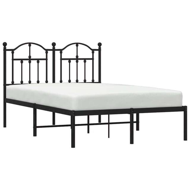 Berkfield Home Metal Bed Frame with Headboard Black 120x190 cm Small Double - image 1