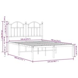 Berkfield Home Metal Bed Frame with Headboard Black 120x190 cm Small Double - thumbnail 9