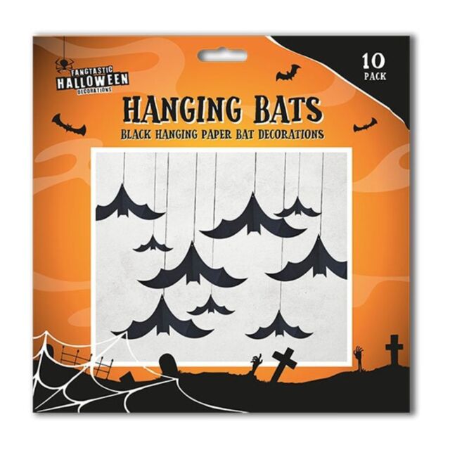 Garden Greatness 10 Pack Hanging Paper Bats - Halloween Party Decor in Black - Size: 1 Pack