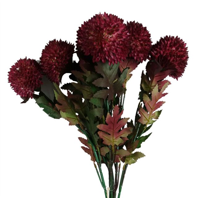 Leaf Pack of 6 x 70cm Large Ball Dahlia Artificial Flower Stem Pink - Size: 6 x 70 cm - image 1