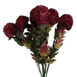 Leaf Pack of 6 x 70cm Large Ball Dahlia Artificial Flower Stem Pink - Size: 6 x 70 cm - thumbnail 1