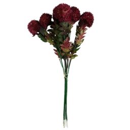 Leaf Pack of 6 x 70cm Large Ball Dahlia Artificial Flower Stem Pink - Size: 6 x 70 cm - thumbnail 2