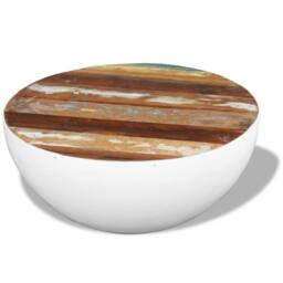 Berkfield Home Bowl Shaped Coffee Table Solid Reclaimed Wood 60x60x30 cm in White - Size: 60 x 60 x 30 cm - thumbnail 5