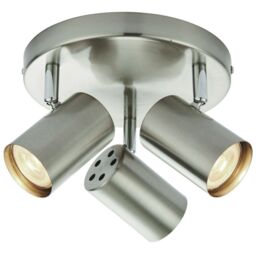 Loops 3x Adjustable Head Ceiling Spotlight Satin Chrome Round GU10 Kitchen Downlight