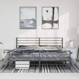 Berkfield Home Metal Bed Frame with Headboard & Footboard Black 183x213 cm - thumbnail 3