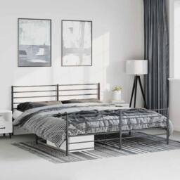 Berkfield Home Metal Bed Frame with Headboard & Footboard Black 183x213 cm - thumbnail 2
