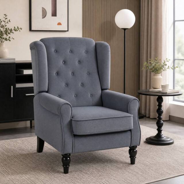STILVORA Wingback Accent Chair in Grey Velvet - image 1