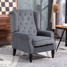 STILVORA Wingback Accent Chair in Grey Velvet - thumbnail 3