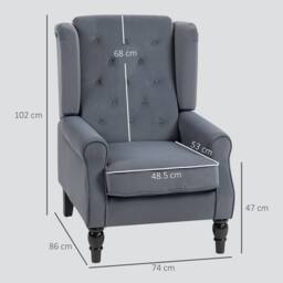 STILVORA Wingback Accent Chair in Grey Velvet - thumbnail 4