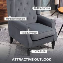 STILVORA Wingback Accent Chair in Grey Velvet - thumbnail 6