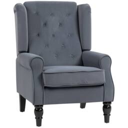 STILVORA Wingback Accent Chair in Grey Velvet - thumbnail 5