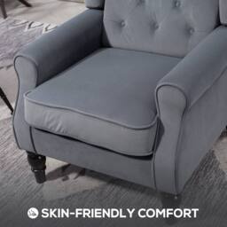 STILVORA Wingback Accent Chair in Grey Velvet - thumbnail 8