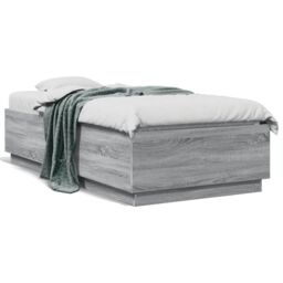 Berkfield Home Bed Frame with LED without Mattress Grey Sonoma 90x190 cm Single - thumbnail 5