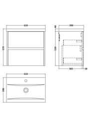 Balterley Wall Hung 2 Drawer Vanity Unit & Ceramic Basin, 600mm - Midnight Blue - thumbnail 7