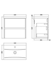 Balterley Wall Hung 2 Drawer Vanity Unit & Ceramic Basin, 600mm - Midnight Blue - thumbnail 2