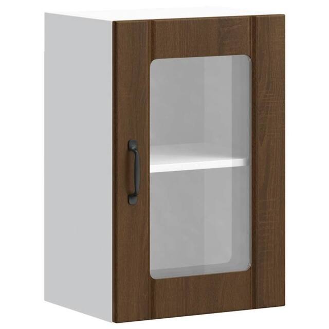 Berkfield Home Kitchen Wall Cabinet with Glass Door Lucca Brown Oak - image 1