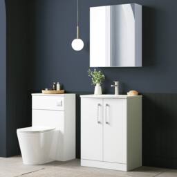 Balterley Vanity Unit w/ Basin Floor Standing, Soft Close 2 Door w/ Rectangular Sink, Bathroom Vanity Units w/ Basin & Chrome D Shape Handles - 610 x - thumbnail 3