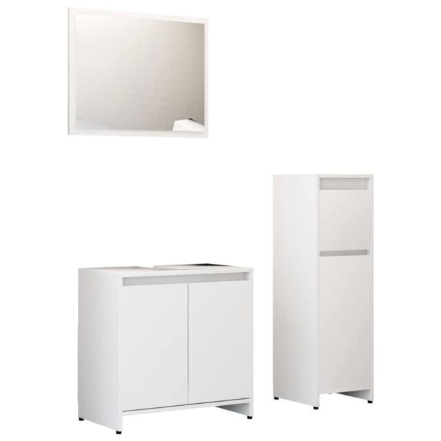 Berkfield Home 3 Piece Bathroom Furniture Set White Engineered Wood - image 1