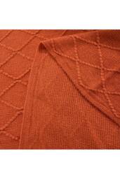 Living and Home Pattern Knitted Throw Blanket with Fringed Edges in Orange - Size: 130 cm x 170 cm - thumbnail 6
