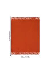 Living and Home Pattern Knitted Throw Blanket with Fringed Edges in Orange - Size: 130 cm x 170 cm - thumbnail 7