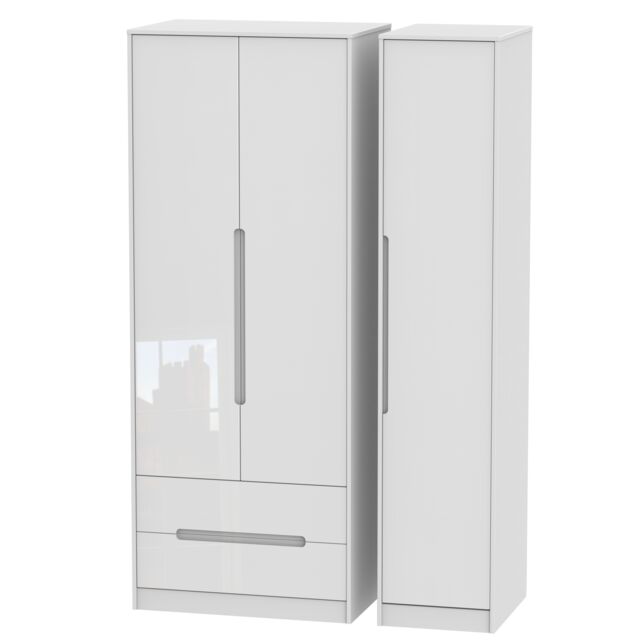 Ready Assembled 2 U Bristol Triple Wardrobe with 2 Drawers (Ready Assembled) in White