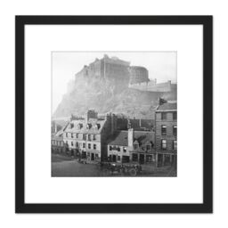 Artery8 Edinburgh Castle Scotland Grassmarket 1860 Photo 8X8 Inch Square Wooden Framed Wall Art Print Picture with Mount in Black - thumbnail 1