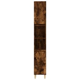 Berkfield Home Bathroom Cabinet Smoked Oak 30x30x190 cm Engineered Wood in Brown - Size: 30 x 30 x 190 cm - thumbnail 6