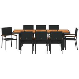 Berkfield Home 9 Piece Garden Dining Set Black Poly Rattan - thumbnail 7