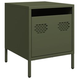 Berkfield Home Bedside Cabinet¬†Olive Green 35x39x43.5 cm Steel - thumbnail 2