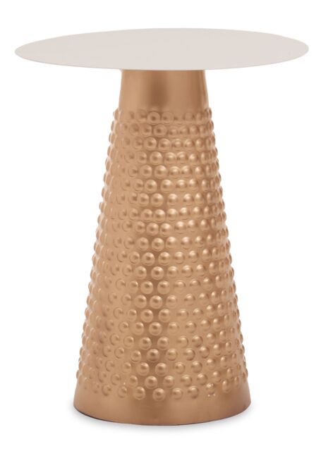 Orsina White Top Gold Base Side Table, Gold Finished Bedside Table for Home, Office, Lounge, Sofa - image 1