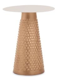 Orsina White Top Gold Base Side Table, Gold Finished Bedside Table for Home, Office, Lounge, Sofa - thumbnail 1